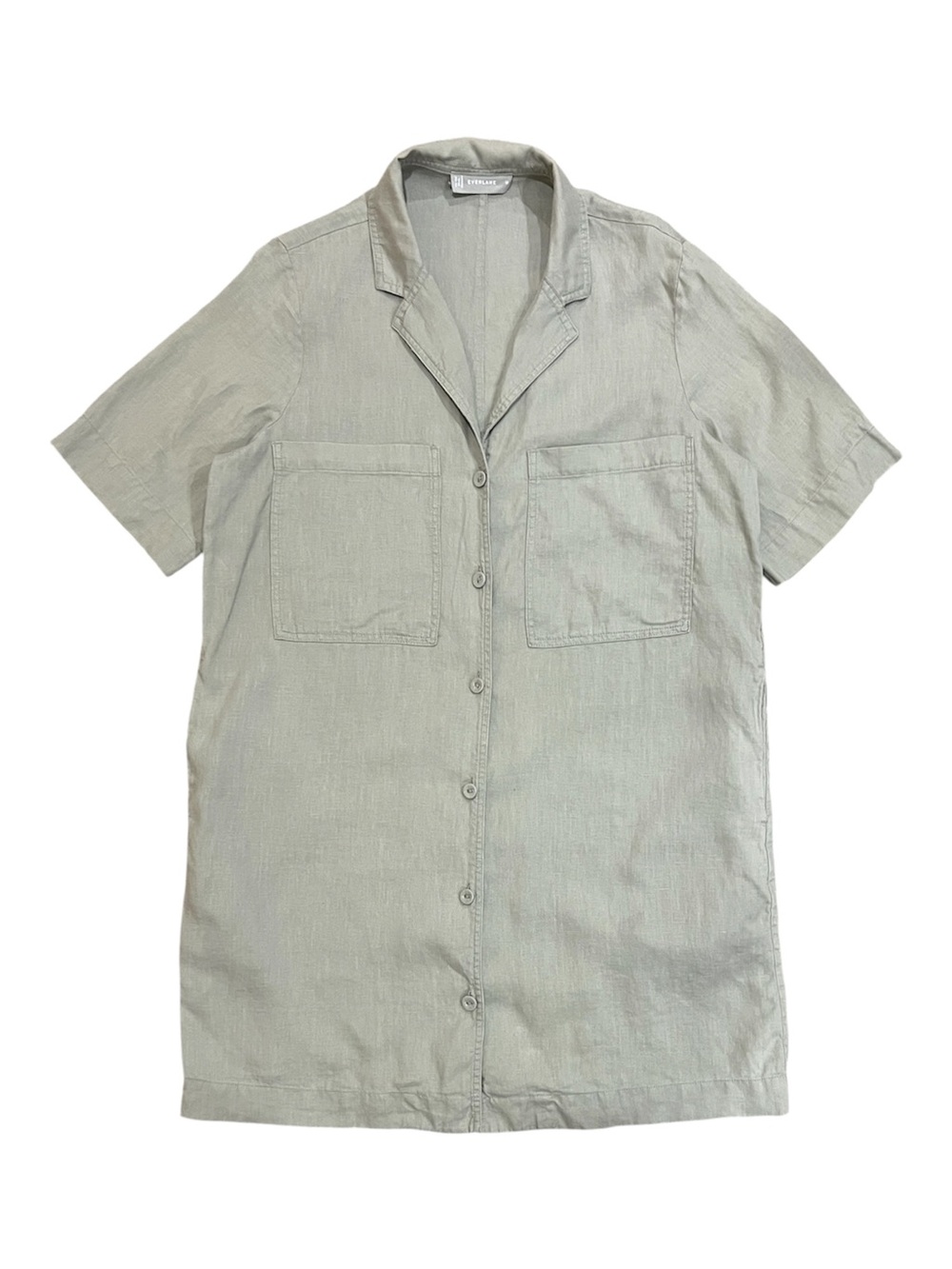 Everlane Seagrass Green Linen Notch Workwear Shirtdress Size Medium - Picture 6 of 15
